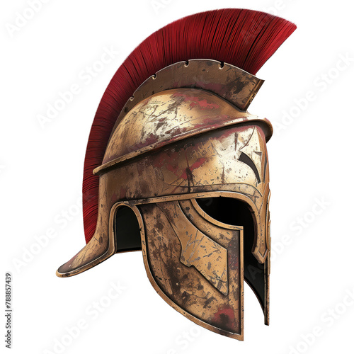 Ancient greek spartan warrior, gladiator helmet isolated on transparent background photo