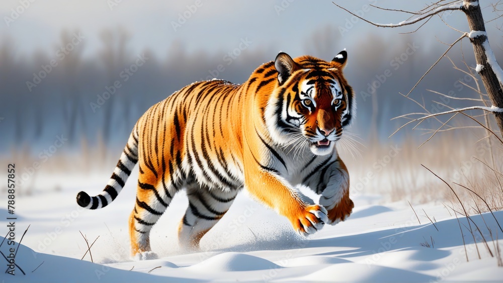 Fototapeta premium tiger in snow