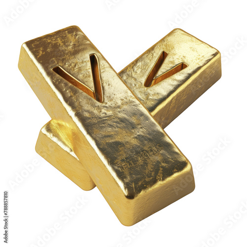 3D Illustration Of Two Gold Bars Shapedisolated on transparent background