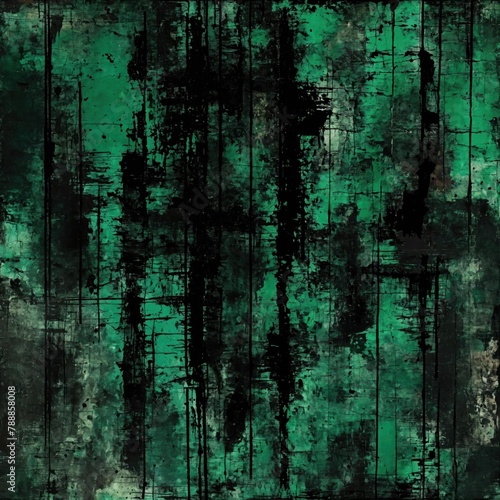 Abstract art, grunge style, dark green and black tones on canvas. Contemporary painting. Modern poster for wall decoration photo