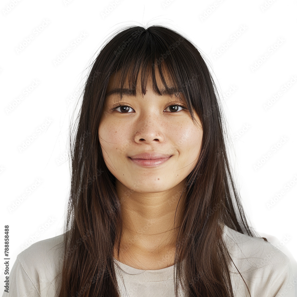 A Portrait Of An Asian Woman With Straightisolated on transparent background A Portrait Of An Asian Woman With Straightisolated on transparent background