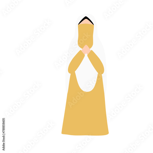 Niqabi muslim woman greeting illustration