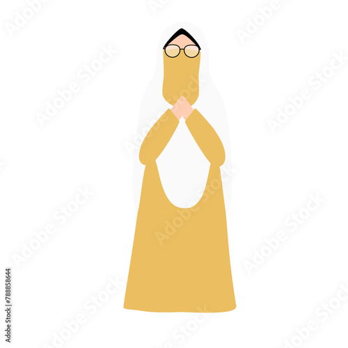 Niqabi muslim woman greeting illustration