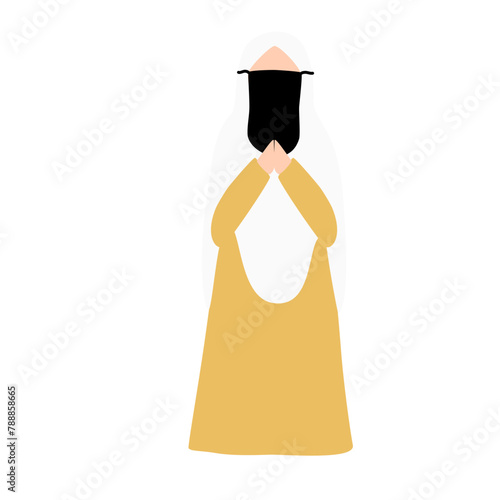 Niqabi muslim woman greeting illustration