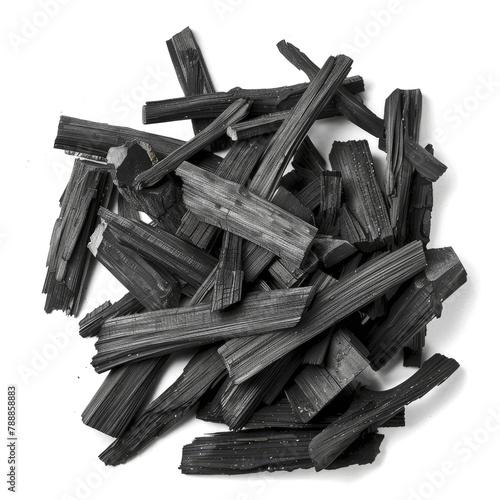Black Wood Charcoalisolated on transparent background