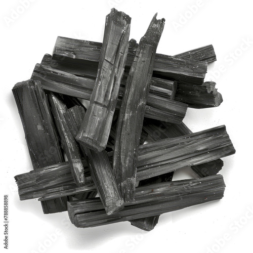 Black Wood Charcoalisolated on transparent background