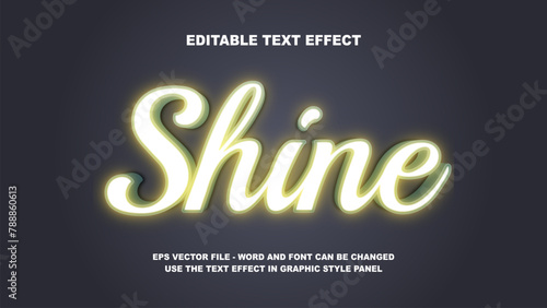 Editable Text Effect Shine 3D Vector Template