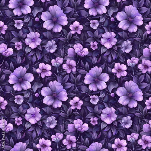 Floral purple color, form natural, seamless fabric pattern. © mouse