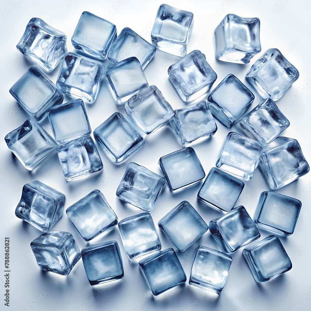 Top view ice cubes background. Lots of Ice cubes