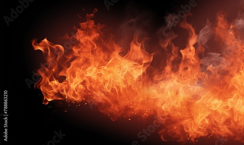 Realistic Fire flames isolated on black background.