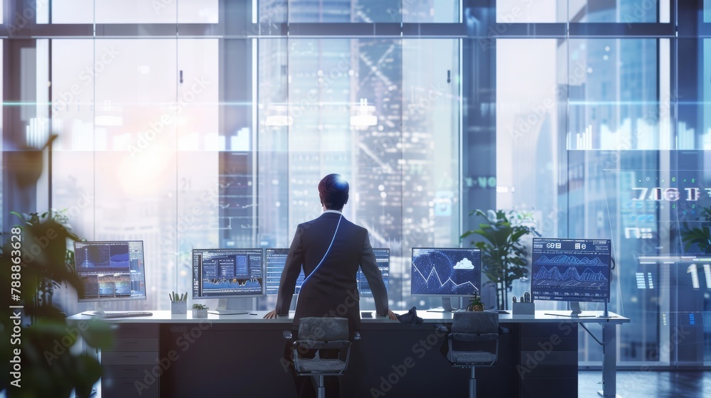 A meteorologist predicting weather with AI, in a bright, clean forecasting office, styled as modern meteorology. A meteorologist predicting weather with AI, in a bright, clean forecasting office, styled as modern meteorology.