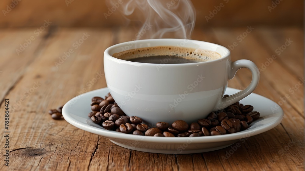 Steaming coffee cup with a heart shape Steaming coffee cup with a heart shape