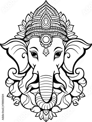 Ganesha head drawing outline