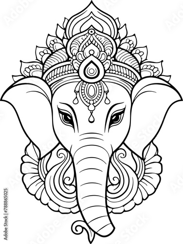 Ganesha head drawing outline