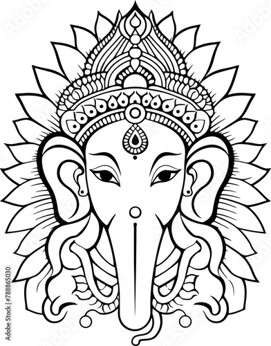 Ganesha head drawing outline