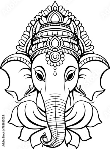 Ganesha head drawing outline