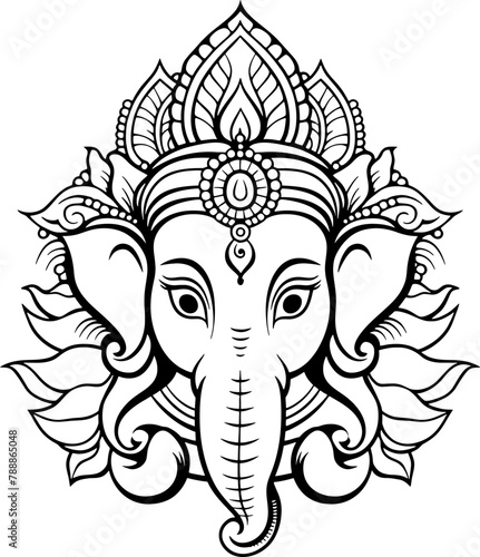 Ganesha head drawing outline
