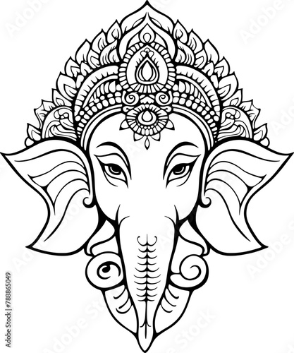 Ganesha head drawing outline