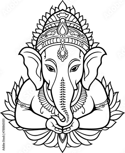 Ganesha head drawing outline