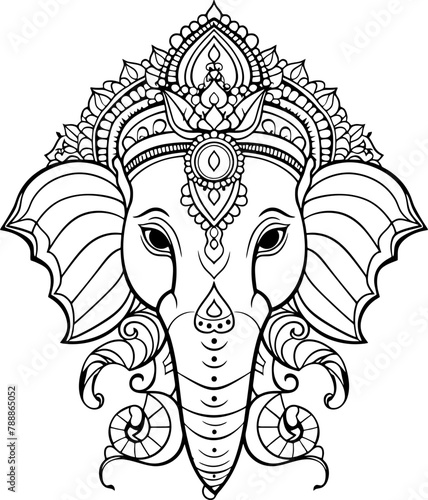 Ganesha head drawing outline