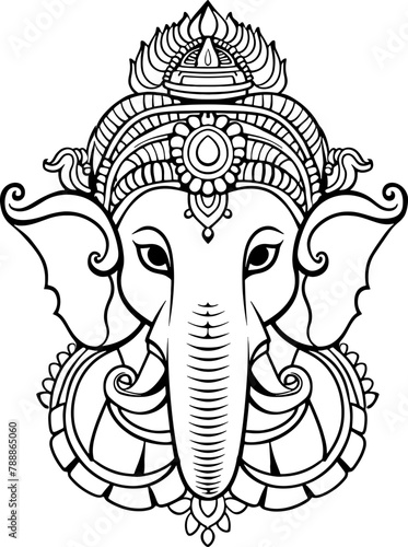 Ganesha head drawing outline