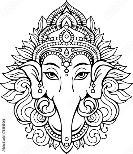 Ganesha head drawing outline