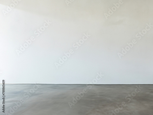 concrete floor with empty white wall background © mansum008