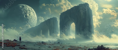 Exploration of a parallel dimension with surreal landscapes and otherworldly creatures ultrawide wallpaper