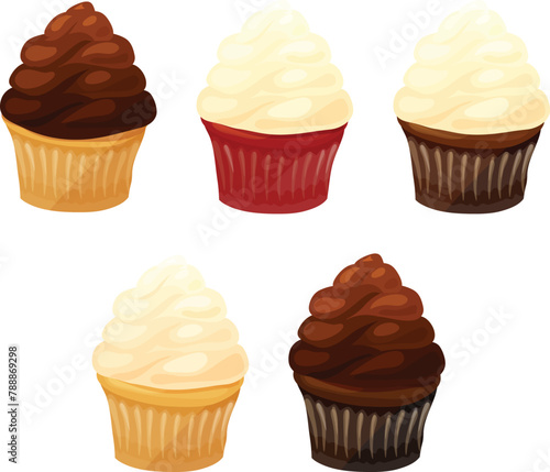 Five Assorted Cupcakes with Frosting