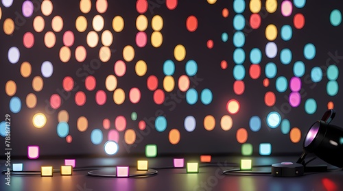 Abstract background colorful dot, reflector light and bokeh 