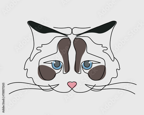 Gato Siames en Arte Lineal Vector