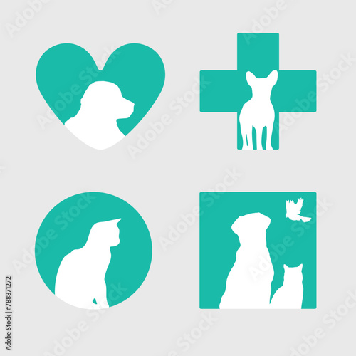 Iconos Web Medicina Veterinaria Logotipo Vector Original