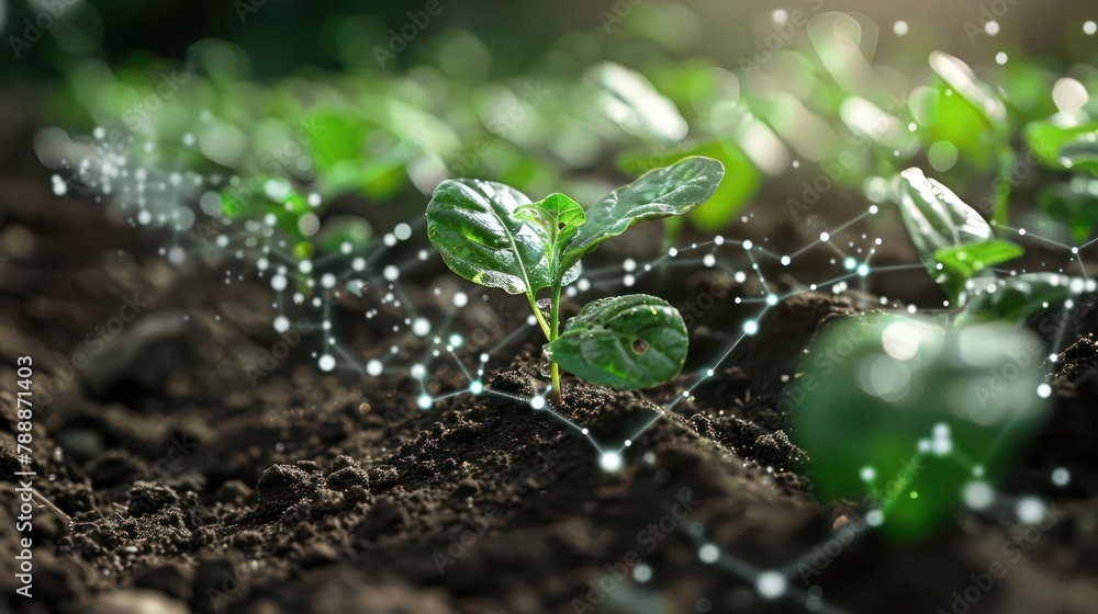 Smart sensors embedded in the soil continuously collect data on temperature, humidity, and nutrient levels, informing farming decisions. Smart sensors embedded in the soil continuously collect data on temperature, humidity, and nutrient levels, informing farming decisions.