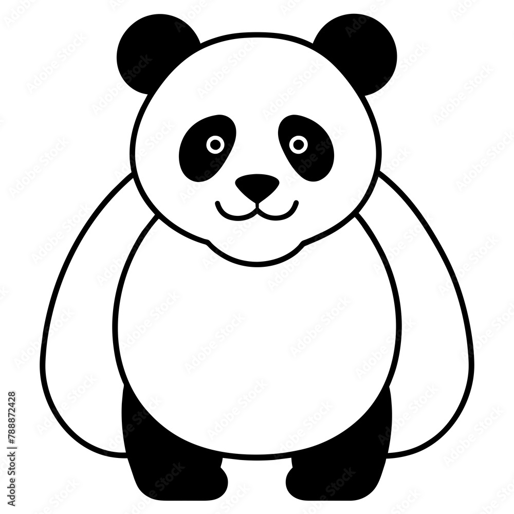 Fototapeta premium panda illustration mascot,panda silhouette,panda vector,icon,svg,characters,Holiday t shirt,black bear drawn trendy logo Vector illustration,bear line art on a white background