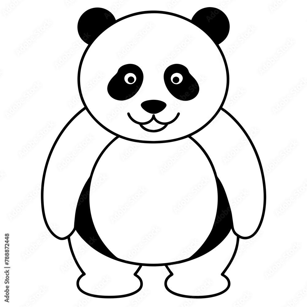 Obraz premium panda illustration mascot,panda silhouette,panda vector,icon,svg,characters,Holiday t shirt,black bear drawn trendy logo Vector illustration,bear line art on a white background