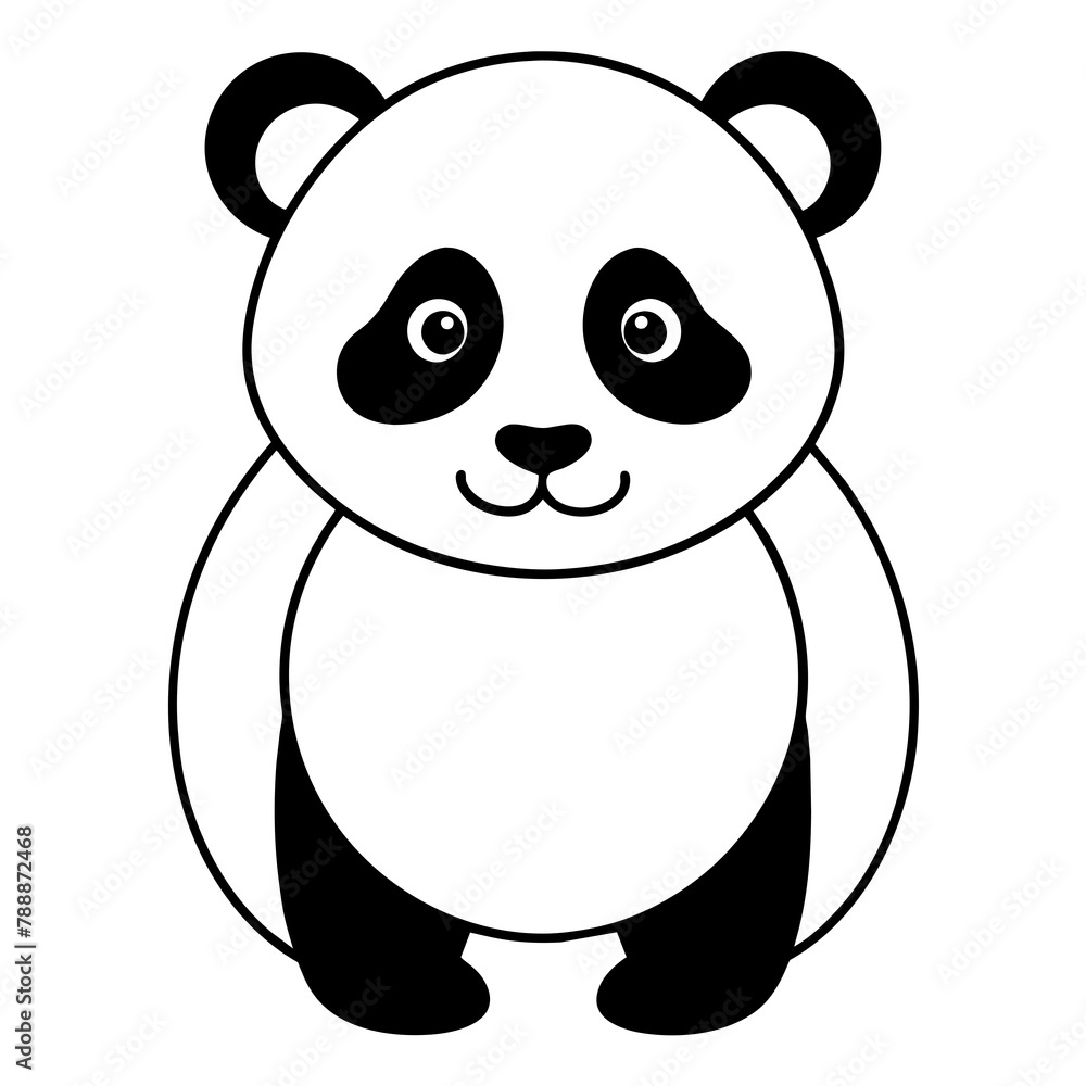 Fototapeta premium panda illustration mascot,panda silhouette,panda vector,icon,svg,characters,Holiday t shirt,black bear drawn trendy logo Vector illustration,bear line art on a white background