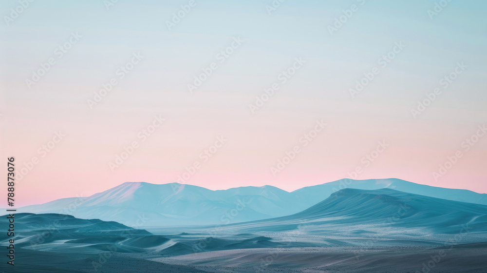 Pastel sunrise over tranquil desert dunes vast for panoramic serene background Pastel sunrise over tranquil desert dunes vast for panoramic serene background