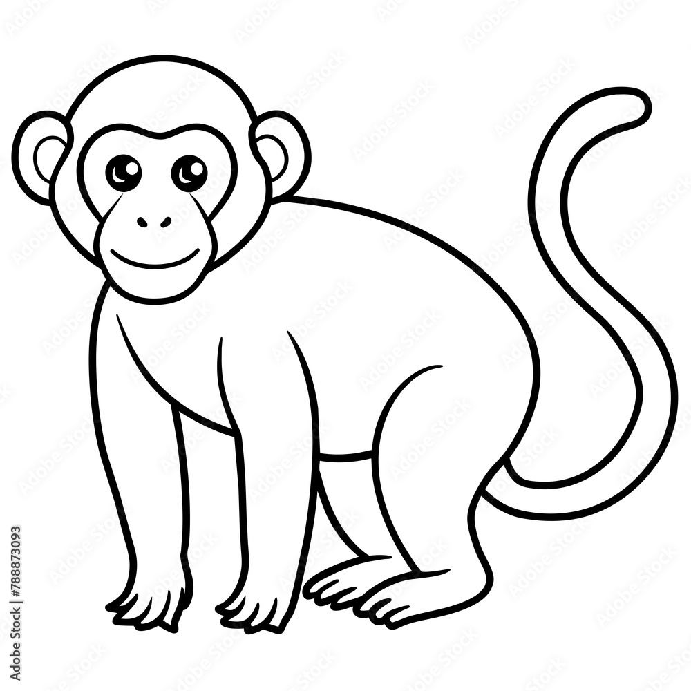 Fototapeta premium monkey illustration mascot,monkeys silhouette,monkey vector,icon,svg,characters,cartoon,Holiday t shirt,black monkey drawn trendy logo Vector illustration,monkey line art on a white background