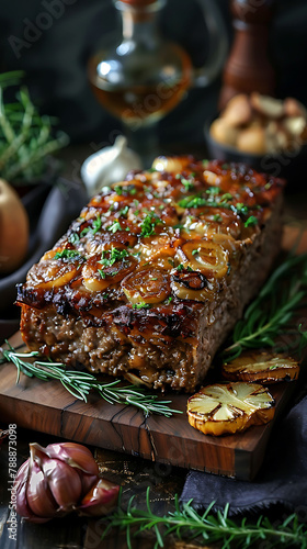 Beautiful presentation of Meatloaf  hyperrealistic food photography