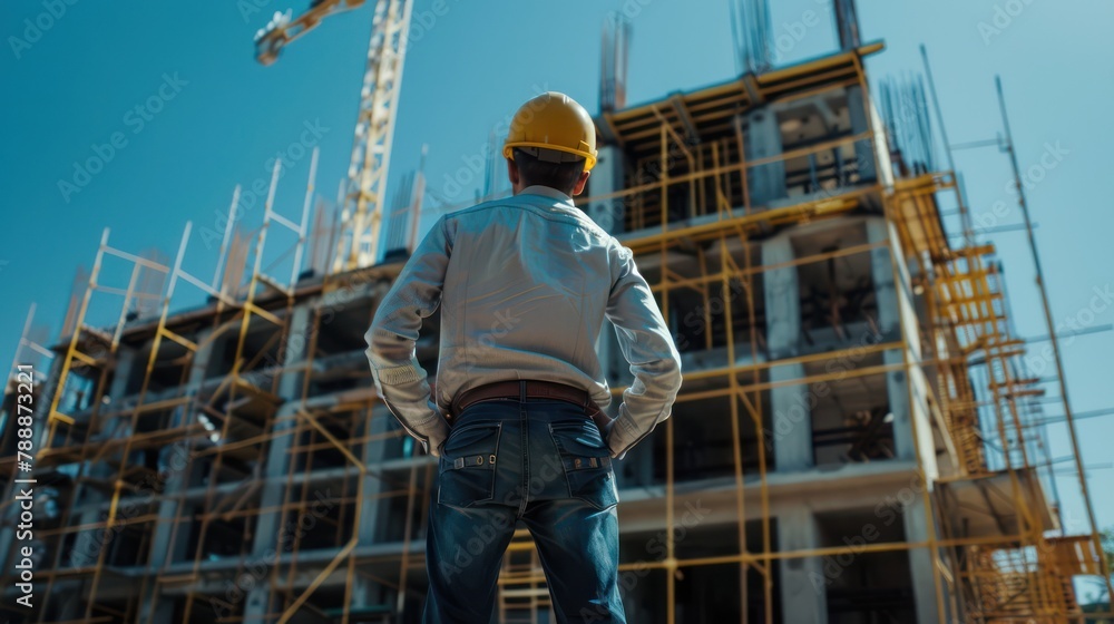 At the completion of the project, the engineer proudly surveys the finished structure, a testament to months of hard work and dedication. At the completion of the project, the engineer proudly surveys the finished structure, a testament to months of hard work and dedication.