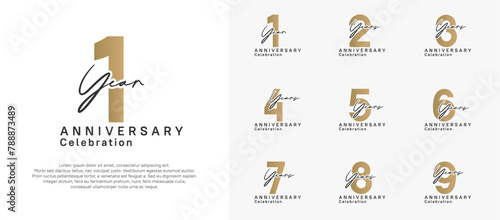 anniversary logotype vector design with black and golden color can be use for special moment celebration photo