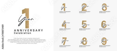 anniversary logotype vector design with black and golden color can be use for special moment celebration