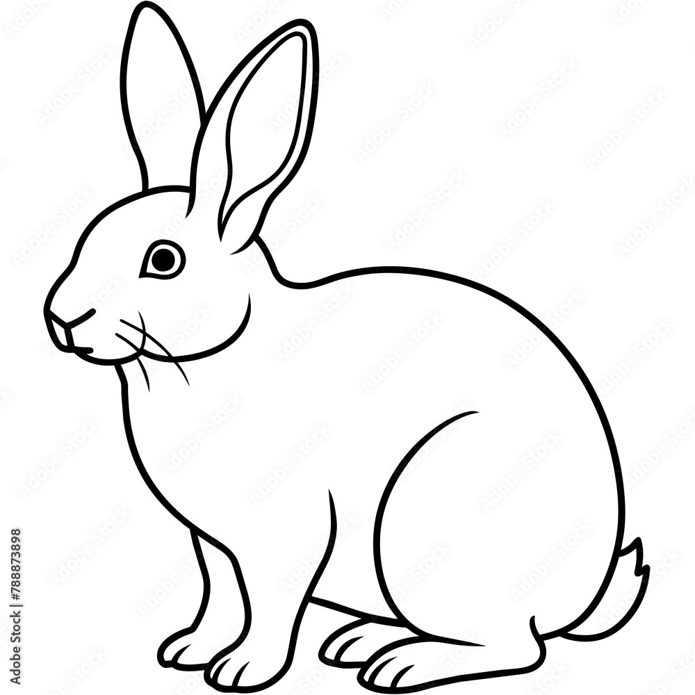 Fototapeta premium rabbit illustration mascot,rabbit silhouette,rabbit vector,icon,svg,characters,cartoon,Holiday t shirt,black Easter drawn trendy logo Vector illustration,bunny line art on a white background