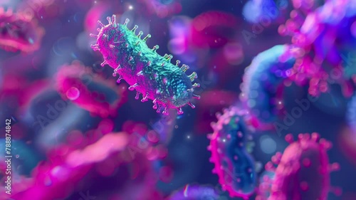 video of 3D bacteria in colorful concept as medical reference photo