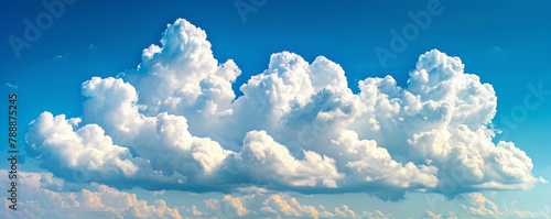 Fluffy clouds against a backdrop of blue sky on a summer day © FATHOM
