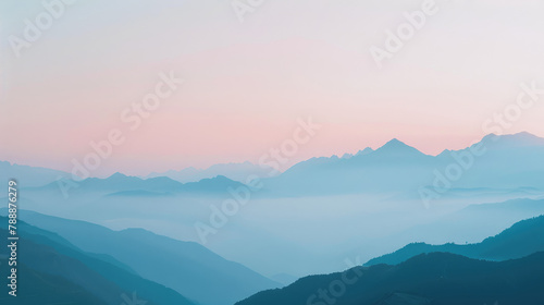 Serene twilight over gentle mountains for soothing landscape imagery © boxstock production