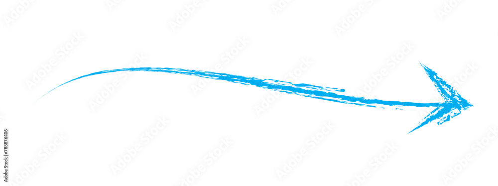 Hand-drawn blue brush arrow vector isolated on a white background. Hand-drawn blue brush arrow vector isolated on a white background.