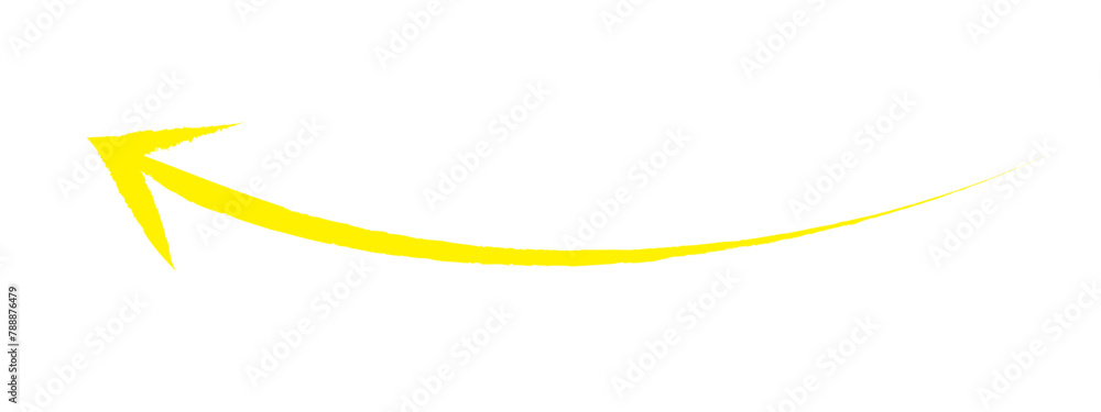 Hand-drawn yellow brush arrow vector isolated on a white background. Hand-drawn yellow brush arrow vector isolated on a white background.