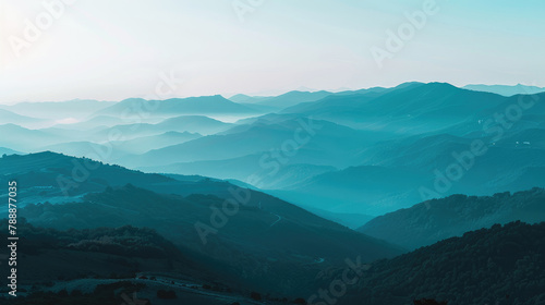 Serene twilight over gentle mountains for soothing landscape imagery © boxstock production
