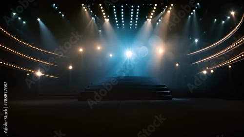 Stage Illuminated by Lights Generative AI photo